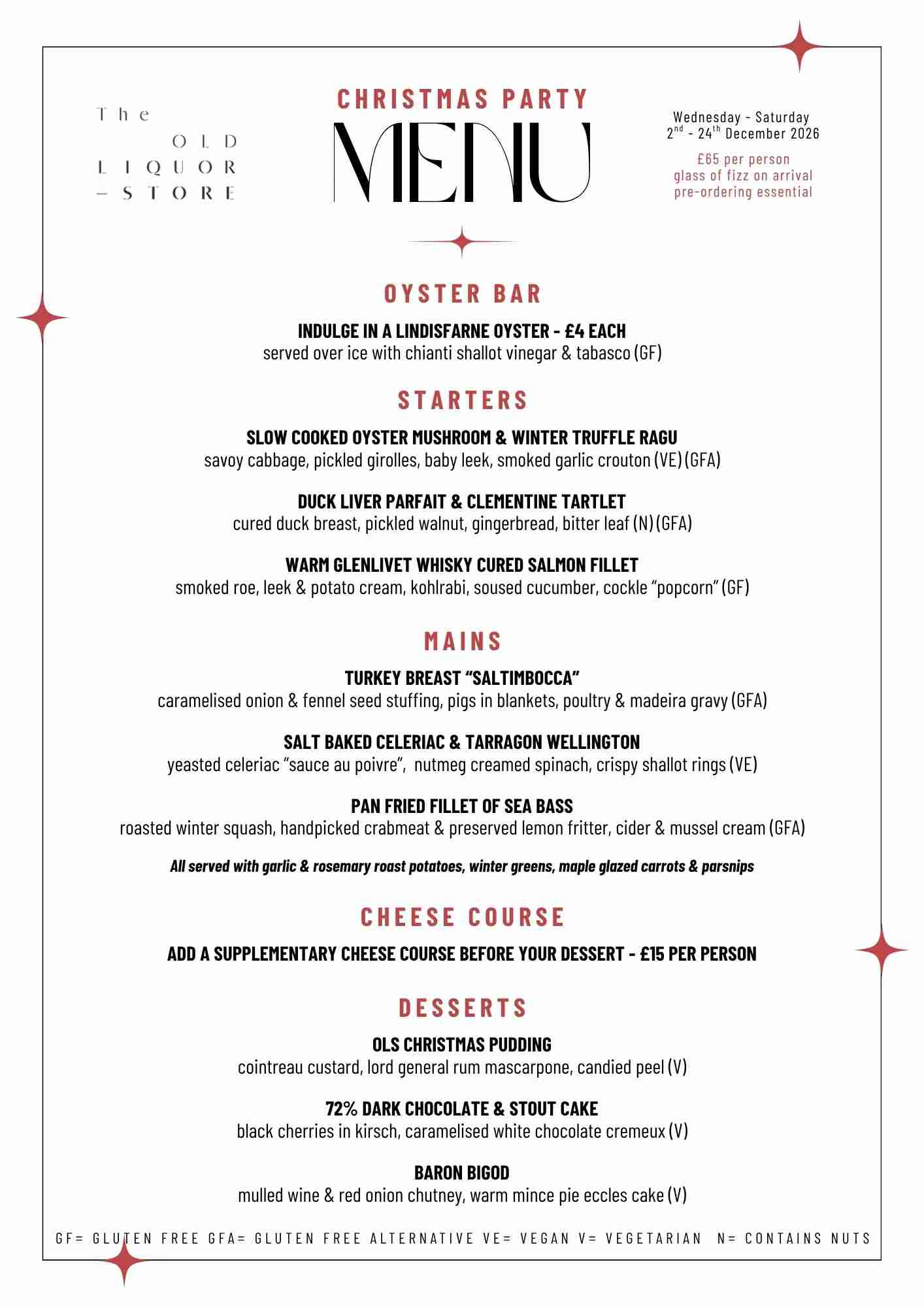 Christmas York 2026 3 Old Liquor Store Christmas Menu